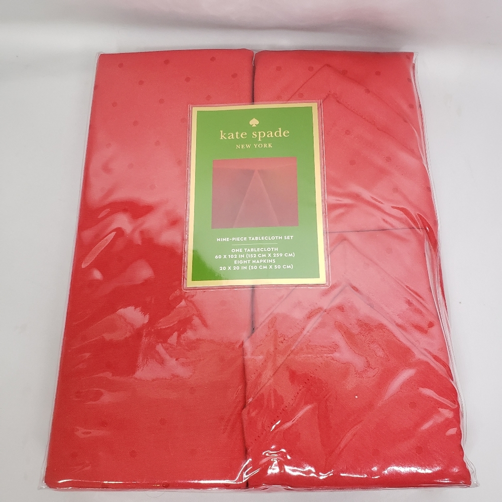 Kate Spade Chriatmas Holiday Red Tablecloth Napkin Set2
